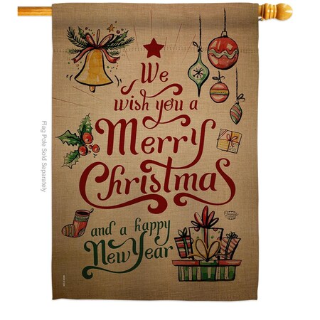 Ornament Collection Ornament Collection H191081-BO 28 x 40 in. Merry Christmas & Happy New Year House Flag with Winter Double-Sided Decorative Vertical Flags Decoration Banner Garden Yard Gift H191081-BO